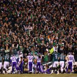 Fans celebrate the touchdown by LeGarrette Blount #29 of the Philadelphia Eagles during the second quarter against the Minnesota Vikings in the NFC Championship game at Lincoln Financial Field on January 21, 2018 in Philadelphia, Pennsylvania.  (Photo by Mitchell Leff/Getty Images)