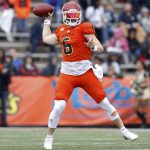 Baker Mayfield #6 of the North team throws the ball during the first half of the Reese's Senior Bowl against the the South team at Ladd-Peebles Stadium on January 27, 2018 in Mobile, Alabama.  (Photo by Jonathan Bachman/Getty Images)