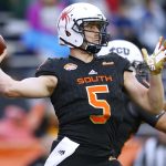 Kyle Lauletta #5 of the South team throws the ball during the second half of the Reese's Senior Bowl against the the North team at Ladd-Peebles Stadium on January 27, 2018 in Mobile, Alabama.  (Photo by Jonathan Bachman/Getty Images)