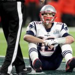 MINNEAPOLIS, MN - FEBRUARY 04:  Tom Brady #12 of the New England Patriots reacts after fumbling against the Philadelphia Eagles during the fourth quarter in Super Bowl LII at U.S. Bank Stadium on February 4, 2018 in Minneapolis, Minnesota.  (Photo by Patrick Smith/Getty Images)