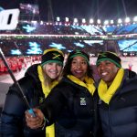 Members of Jamaica team during the Opening Ceremony of the PyeongChang 2018 Winter Olympic Games at PyeongChang Olympic Stadium on February 9, 2018 in Pyeongchang-gun, South Korea.  (Photo by Clive Mason/Getty Images)