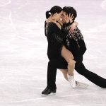 Tessa Virtue and Scott Moir of Canada compete in the Figure Skating Team Event - Ice Dance - Short Dance on day two of the PyeongChang 2018 Winter Olympic Games at Gangneung Ice Arena on February 11, 2018 in Gangneung, South Korea.  (Photo by Richard Heathcote/Getty Images)