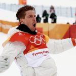 Shaun White of the United States celebrates after his first run during the Snowboard Men's Halfpipe Final on day five of the PyeongChang 2018 Winter Olympics at Phoenix Snow Park on February 14, 2018 in Pyeongchang-gun, South Korea.  (Photo by Cameron Spencer/Getty Images)