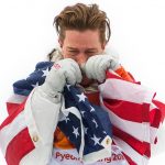 Gold medalist Shaun White of the United States shows his emotion during the victory ceremony for the Snowboard Men's Halfpipe Final on day five of the Pyeongchang 2018 Winter Olympics at Phoenix Snow Park on February 14, 2018 in Pyeongchang-gun, South Korea.  (Photo by David Ramos/Getty Images)