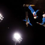(EDITORS NOTE: Multiple exposures were combined in camera to produce this image.) Madison Olsen of the United States warms up ahead of the Freestyle Skiing Ladies' Aerials Qualification on day six of the PyeongChang 2018 Winter Olympic Games at Phoenix Snow Park on February 15, 2018 in Pyeongchang-gun, South Korea.  (Photo by Cameron Spencer/Getty Images)