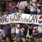Avalanche fans hold up a sign during the first game of the Stanley Cup finals at the Pepsi Center. Photo by Hyoung Chang  (Photo By Hyoung Chang/The Denver Post via Getty Images)