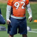 Defensive tackle Sylvester Williams of the Denver Broncos stretches during rookie camp at Dove Valley on May 10, 2013 in Englewood, Colorado. (Photo by Justin Edmonds/Getty Images)