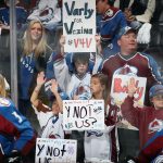 Fans support the Colorado Avalanche as they prepare to face the Minnesota Wild in Game One of the First Round of the 2014 NHL Stanley Cup Playoffs at Pepsi Center on April 17, 2014 in Denver, Colorado.  (Photo by Doug Pensinger/Getty Images)