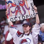 A Colorado Avalanche fan holds up a sign in support of goalie Patrick Roy #33 during game five of the Western Conference Semifinals against the Detroit Red Wings at the Pepsi Center in Denver, Colorado.  The Avalanche won 4-2 and took the best of seven series four games to one.  Mandatory Credit: Brian Bahr/ALLSPORT