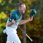 Sergio Garcia of Spain celebrates after defeating Justin Rose (not pictured) of England on the first playoff hole during the final round of the 2017 Masters Tournament at Augusta National Golf Club on April 9, 2017 in Augusta, Georgia.  (Photo by Harry How/Getty Images)