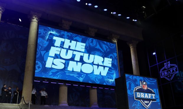 A view of the stage prior to the first round of the 2017 NFL Draft at the Philadelphia Museum of Ar...