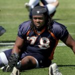 Offensive lineman Ryan Clady #78  of the Denver Broncos goes through stretching exercises during mini camp on June 12, 2008 at the Bronco training facility in Englewood, Colorado (Photo by Steve Dykes/Getty Images)
