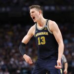 Moritz Wagner #13 of the Michigan Wolverines reacts against the Villanova Wildcats in the second half during the 2018 NCAA Men's Final Four National Championship game at the Alamodome on April 2, 2018 in San Antonio, Texas. The Villanova Wildcats defeated the Michigan Wolverines 79-62.  (Photo by Ronald Martinez/Getty Images)