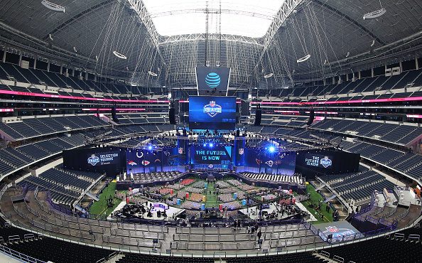 A general view of the draft stage inside AT&T Stadium prior to the 2018 NFL Draft on April 26, 2018...