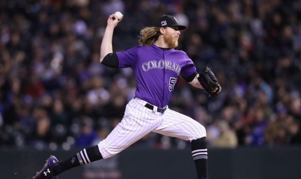 DENVER, CO - APRIL 09:  Starting pitcher Jon Gray #55 of the Colorado Rockies throws in the fifth i...
