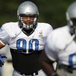 ALLEN PARK, MI - AUGUST 05:  Ndamukong Suh #90 of the Detroit Lions does a drill during training camp at the Detroit Lions Headquarters and Training Facility on August 5, 2010 in Allen Park, Michigan.  (Photo by Gregory Shamus/Getty Images)