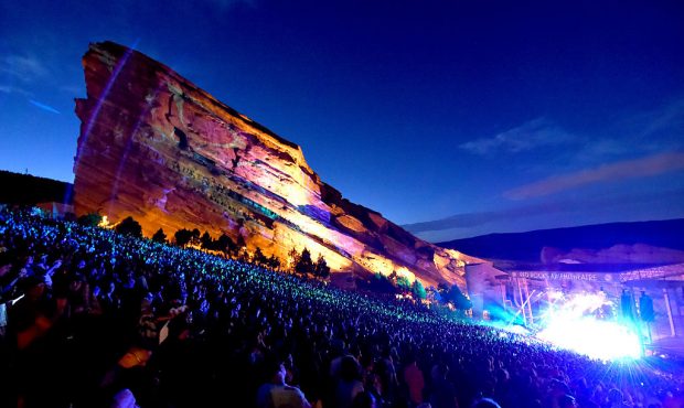 General view of atmosphere during the Umphrey's McGee performance at Red Rocks Amphitheatre on July...
