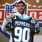 20 April 2002:  Julius Peppers of North Carolina is picked second in the 2002 NFL Draft by the Carolina Panthers at the Theatre in Madison Square Garden in New York City, New York.   Digital Image.  Mandatory Credit: Al Bello/Getty Images