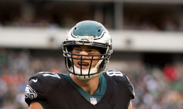 Eagles TE Brent Celek (87) reacts to a lost fumble in the second half during the game between the D...