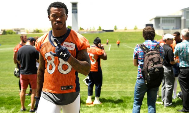 Denver Broncos wide receiver Demaryius Thomas (88) coming off the field after the morning session o...