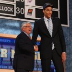Rudy Gobert, right, of France, poses for a photo with NBA Commissioner David Stern after Gobert was drafted No. 27 overall in the first round by the Denver Nuggets during the 2013 NBA Draft at Barclays Center on June 27, 2013. (Photo by Mike Stobe/Getty Images)