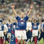 Frank Leboeuf of France celebrates after victory in the World Cup final against Brazil at the Stade de France in St. Denis. France won 3-0.   (Photo by Clive Brunskill/Allsport)