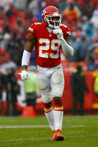 Eric Berry #29 of the Kansas City Chiefs overlooks the offense at Arrowhead Stadium during the first quarter of the game against the Buffalo Bills on November 29, 2015 in Kansas City, Missouri. (Photo by Jamie Squire/Getty Images)