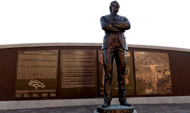 This is the statue of Broncos owner Pat Bowlen at the Ring of Fame plaza for the Broncos outside of...