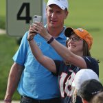 Former NFL player Peyton Manning takes a selfie with a fan during the pro-am prior to The Memorial Tournament presented by Nationwide at Muirfield Village Golf Club on May 30, 2018, in Dublin, Ohio. (Photo by Matt Sullivan/Getty Images)