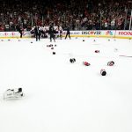 LAS VEGAS, NV - JUNE 07:  The Washington Capitals celebrate their 4-3 win over the Vegas Golden Knights to win the Stanley Cup in Game Five of the 2018 NHL Stanley Cup Final at T-Mobile Arena on June 7, 2018 in Las Vegas, Nevada.  (Photo by Bruce Bennett/Getty Images)