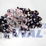 LAS VEGAS, NV - JUNE 07:  The Washington Capitals pose for a photo with the Stanley Cup after their team's 4-3 win over the Vegas Golden Knights in Game Five of the 2018 NHL Stanley Cup Final at T-Mobile Arena on June 7, 2018 in Las Vegas, Nevada.  (Photo by Harry How/Getty Images)