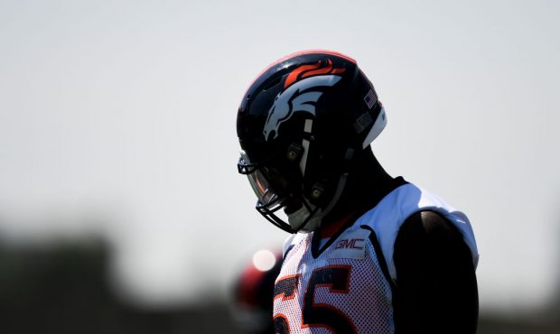 Denver Broncos rookie linebacker Bradley Chubb (55) during the team's mandatory minicamp on Wednesd...