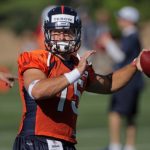ENGLEWOOD, CO - JULY 28:  Quarterback Tim Tebow #15 of the Denver Broncos throws a pass during training camp at the Paul D. Bowlen Memorial Broncos Centre at Dove Valley on July 28, 2011 in Englewood, Colorado.  (Photo by Doug Pensinger/Getty Images)