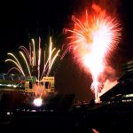 July 4th, 2001 fireworks loom over the New Invesco Field at Mile High from the original Mile High Stadium after a Colorado Rapids soccer game in Denver.  (Photo By Andy Cross/The Denver Post via Getty Images)