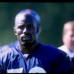 18 Jul 1997:  Running back Terrell Davis of the Denver Broncos looks on during the Broncos training camp at the University of Northern Colorado in Greeley, Colorado. Mandatory Credit: Brian Bahr  /Allsport