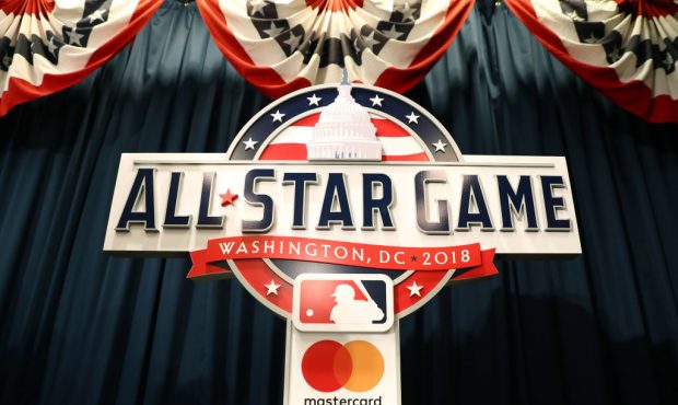 The All-Star Game logo shown after the unveiling of the 2018 All-Star Game logo at Nationals Park o...