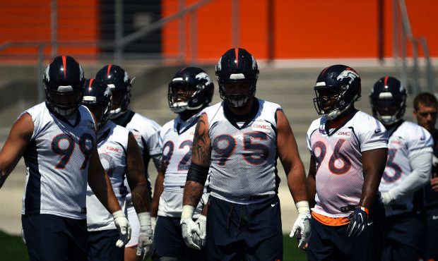 Denver Broncos defense on the first day of mandatory minicamp for all Broncos players on June 12, 2...