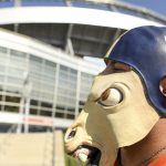 DENVER, CO - AUGUST 18: Denver Broncos fan Mathew Scovill, of Grand Junction, heads into Broncos Stadium at Mile High for Broncos second preseason game on August 18, 2018 in Denver, Colorado. (Photo by RJ Sangosti/The Denver Post via Getty Images)
