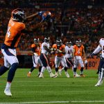 DENVER, CO - AUGUST 18:  Wide receiver Courtland Sutton #14 of the Denver Broncos catches a pass for a second quarter touchdown against the Chicago Bears during an NFL preseason game at Broncos Stadium at Mile High on August 18, 2018 in Denver, Colorado. (Photo by Dustin Bradford/Getty Images)