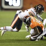 DENVER, CO - AUGUST 18: Isaiah McKenzie #16 fumbles the ball late in the game as the Denver Broncos go onto loss to the Chicago Bears during the second preseason game at Broncos Stadium at Mile High on August 18, 2018 in Denver, Colorado. (Photo by RJ Sangosti/The Denver Post via Getty Images)