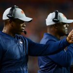 DENVER, CO - AUGUST 18:  Head coach Vance Joseph of the Denver Broncos looks on from the bench area during an NFL preseason game against the Chicago Bears at Broncos Stadium at Mile High on August 18, 2018 in Denver, Colorado. (Photo by Dustin Bradford/Getty Images)