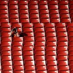 LANDOVER, MD - AUGUST 24: A fan watches warmups before the Denver Broncos play the Washington Redskins in a preseason game at FedExField on August 24, 2018 in Landover, Maryland. (Photo by Patrick Smith/Getty Images)
