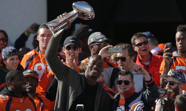 Super Bowl 50 Champion Denver Broncos at the Denver City and County Building on February 9, 2016 in...