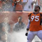 DENVER, CO - SEPTEMBER 16: Derek Wolfe (95) of the Denver Broncos is introduced to the game against the Oakland Raiders. The Denver Broncos hosted the Oakland Raiders at Broncos Stadium at Mile High in Denver, Colorado on Sunday, September 16, 2018. (Photo by Andy Cross/The Denver Post via Getty Images)