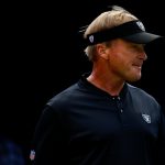 DENVER, CO - SEPTEMBER 16:  Head coach Jon Gruden of the Oakland Raiders walks onto the field before a game against the Oakland Raiders at Broncos Stadium at Mile High on September 16, 2018 in Denver, Colorado. (Photo by Justin Edmonds/Getty Images)