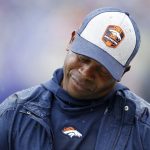 Head coach Vance Joseph of the Denver Broncos reacts in the first half of the game against the Baltimore Ravens at M&T Bank Stadium on September 23, 2018 in Baltimore, Maryland. The Ravens won 27-14. (Photo by Joe Robbins/Getty Images)