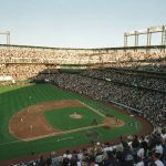 3 OCT 1995:  THE COLORADO ROCKIES TAKE THE FIELD FOR THEIR FIRST EVER POST SEASON GAME AGAINST THE ATLANTA BRAVES DURING THE FIRST INNING OF THE FIRST GAME OF THE NATIONAL LEAGUE PLAYOFFS AT COORS FIELD IN DENVER, COLORADO. Mandatory Credit: Matthew Stock