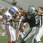 9 Jan 1994:  A fight breaks out during a playoff game between the Los Angeles Raiders and the Denver Broncos at the Los Angeles Memorial Coliseum in Los Angeles, California.  The Raiders won the game, 42-24. Mandatory Credit: Stephen Dunn  /Allsport
