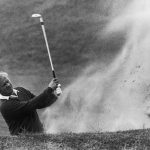 American golfer Jack Nicklaus in a bunker on the 8th green partnering Dan Sikes in the Ryder Cup competition at Royal Birkdale, Lancashire, 19th September 1969. (Photo by Dennis Oulds/Central Press/Hulton Archive/Getty Images)