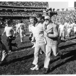 OAKLAND, CA - OCTOBER 16:  Head coach Red Miller and General Manager Fred Gerhke of the Denver Broncos run off the field following the game against the Oakland Raiders at Oakland-Alameda County Coliseum on October 16, 1977 in Oakland, California. The Broncos defeated the Raiders 30-7.  (Photo by Michael Zagaris/Getty Images)